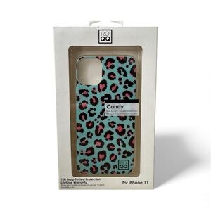 iPhone 11 ROQQ Slim & Light Pink, Black & Teal Leopard Phone Case - NIB